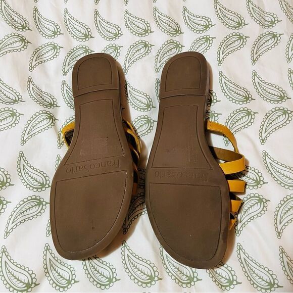 Franco Sarto Graceleigh Mustard Yellow Strappy Sandals Pull On Slides 8 - Picture 11 of 14
